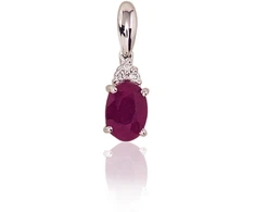 Diamond Sky Jewelry Balto aukso 585 prabos pakabukas su deimantais ir rubinais „Notika II“