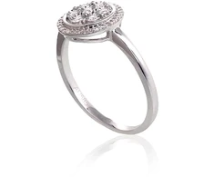 Diamond Sky Jewelry Balto aukso 585 prabos žiedas su deimantais „Deimantų Gėlė II“
