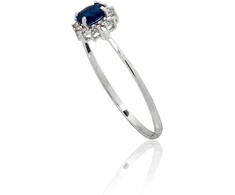 Diamond Sky Jewelry Balto aukso 585 prabos žiedas su deimantais ir safyrais „Ferro“