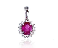 Diamond Sky Jewelry Balto aukso 585 prabos pakabukas su deimantais ir rubinais „Ferro V“