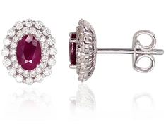 Diamond Sky Jewelry Balto aukso 585 prabos auskarai su deimantais ir rubinais „Ferro V“