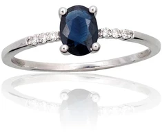 Diamond Sky Jewelry Balto aukso 585 prabos žiedas su deimantais ir safyrais „Grakštumas IV“