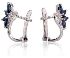 Diamond Sky Jewelry Balto aukso 585 prabos auskarai su deimantais ir safyrais „Crystallite II“
