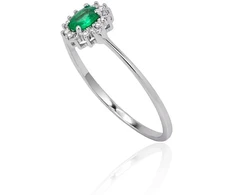 Diamond Sky Jewelry Balto aukso 585 prabos žiedas su deimantais ir smaragdais „Ferro II“