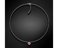 Diamond Sky Jewelry (Išskirtinis) Nematomasis sidabrinis pakabukas (Rubellite) su Swarovski Zirconia Pure Brilliance kristalu