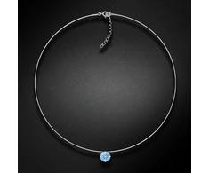 Diamond Sky Jewelry (Išskirtinis) Nematomasis sidabrinis pakabukas (Arctic Mėlyna) su Swarovski Zirconia Pure Brilliance kristalu