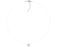 Diamond Sky Jewelry (Išskirtinis) Nematomasis sidabrinis pakabukas (Silk Baltas) su Swarovski Zirconia Pure Brilliance kristalu