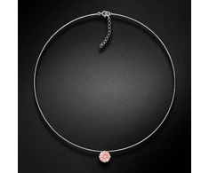 Diamond Sky Jewelry (Išskirtinis) Nematomasis sidabrinis pakabukas (Fancy Morganite) su Swarovski Zirconia Pure Brilliance kristalu