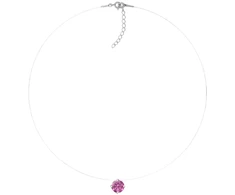Diamond Sky Jewelry (Išskirtinis) Nematomasis sidabrinis pakabukas (Rubellite) su Swarovski Zirconia Pure Brilliance kristalu