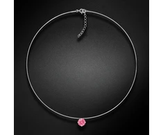 Diamond Sky Jewelry (Išskirtinis) Nematomasis sidabrinis pakabukas (Fancy Rožinė) su Swarovski Zirconia Pure Brilliance kristalu