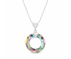 Diamond Sky Jewelry Kaklo papuošalas moterims DiamondSky „Cosmic Ring (Vitrail Light)“ su Swarovski kristalais