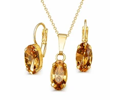 Diamond Sky Jewelry Papuošalų rinkinys moterims „Enigma (Light Colorado Topaz)“ su Swarovski® kristalais