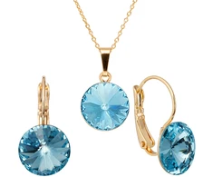 Diamond Sky Jewelry Papuošalų rinkinys moterims „Clarice II (Aquamarine Mėlyna)“ su Swarovski® kristalais