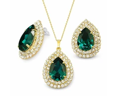 Diamond Sky Jewelry Papuošalų rinkinys moterims „Jasmine (Emerald)“ su Swarovski® kristalais