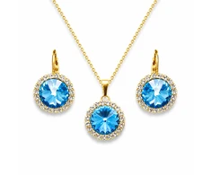 Diamond Sky Jewelry Papuošalų rinkinys moterims „Clarice (Aquamarine Mėlyna)“ su Swarovski® kristalais