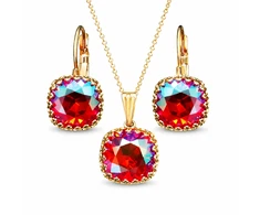 Diamond Sky Jewelry Papuošalų rinkinys moterims „Vintage V (Light Siam Shimmer)“ su Swarovski® kristalais
