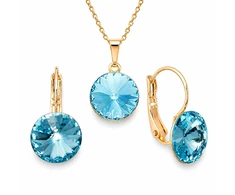 Diamond Sky Jewelry Papuošalų rinkinys moterims „Clarice II (Aquamarine Mėlyna)“ su Swarovski® kristalais