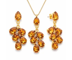 Diamond Sky Jewelry Papuošalų rinkinys moterims „Amber II (Light Amber)“ su Preciosa® kristalais