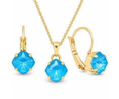 Diamond Sky Jewelry Papuošalų rinkinys moterims „Magical Square (Electric Mėlyna Ignite)“ su Swarovski® kristalais