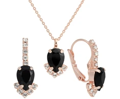 Diamond Sky Jewelry Papuošalų rinkinys moterims „Leonora II (Jet)“ su Preciosa® kristalais