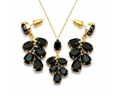 Diamond Sky Jewelry Papuošalų rinkinys moterims „Amber II (Jet)“ su Preciosa® kristalais