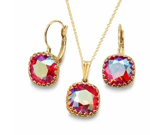 Diamond Sky Jewelry Papuošalų rinkinys moterims „Vintage V (Light Siam Shimmer)“ su Swarovski® kristalais