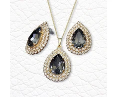 Diamond Sky Jewelry Papuošalų rinkinys moterims „Jasmine (Sidabrinis Night)“ su Swarovski® kristalais