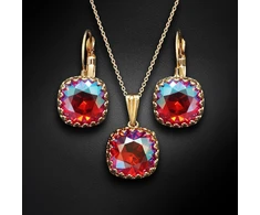 Diamond Sky Jewelry Papuošalų rinkinys moterims „Vintage V (Light Siam Shimmer)“ su Swarovski® kristalais