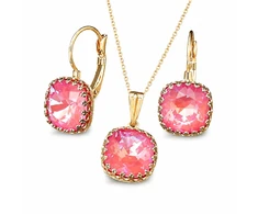 Diamond Sky Jewelry Papuošalų rinkinys moterims „Vintage V (Lotus Rožinė DeLite)“ su Swarovski® kristalais