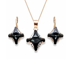 Diamond Sky Jewelry Papuošalų rinkinys moterims „Crystal Rhombus II (Graphite Lite Chrome)“ su Swarovski® kristalais