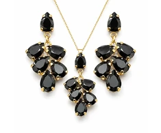 Diamond Sky Jewelry Papuošalų rinkinys moterims „Amber II (Jet)“ su Preciosa® kristalais