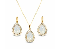 Diamond Sky Jewelry Papuošalų rinkinys moterims „Celestial Drop (Baltas Opal)“ su Swarovski® kristalais