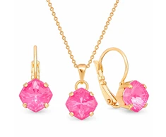 Diamond Sky Jewelry Papuošalų rinkinys moterims „Magical Square (Electric Rožinė Ignite)“ su Swarovski® kristalais