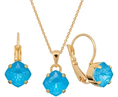 Diamond Sky Jewelry Papuošalų rinkinys moterims „Magical Square (Electric Mėlyna Ignite)“ su Swarovski® kristalais