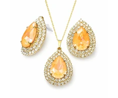 Diamond Sky Jewelry Papuošalų rinkinys moterims „Jasmine (Peach DeLite)“ su Swarovski® kristalais