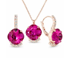 Diamond Sky Jewelry Papuošalų rinkinys moterims „Crete (Fuchsia)“ su Preciosa® kristalais