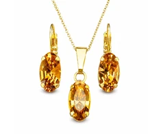 Diamond Sky Jewelry Papuošalų rinkinys moterims „Enigma (Light Colorado Topaz)“ su Swarovski® kristalais