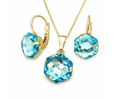 Diamond Sky Jewelry Papuošalų rinkinys moterims „Fantasy (Aquamarine)“ su Swarovski® kristalais