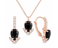 Diamond Sky Jewelry Papuošalų rinkinys moterims „Leonora II (Jet)“ su Preciosa® kristalais