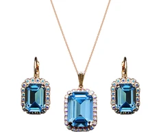 Diamond Sky Jewelry Papuošalų rinkinys moterims „Lourdes (Aquamarine)“ su Swarovski® kristalais