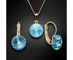 Diamond Sky Jewelry Papuošalų rinkinys moterims „Clarice II (Aquamarine Mėlyna)“ su Swarovski® kristalais