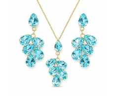 Diamond Sky Jewelry Papuošalų rinkinys moterims „Amber II (Aqua Bohemica)“ su Preciosa® kristalais
