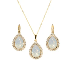Diamond Sky Jewelry Papuošalų rinkinys moterims „Celestial Drop (Baltas Opal)“ su Swarovski® kristalais