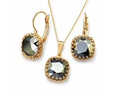 Diamond Sky Jewelry Papuošalų rinkinys moterims „Vintage V (Light Chrome)“ su Swarovski® kristalais