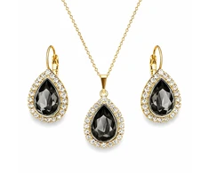 Diamond Sky Jewelry Papuošalų rinkinys moterims „Celestial Drop (Sidabrinis Night)“ su Swarovski® kristalais