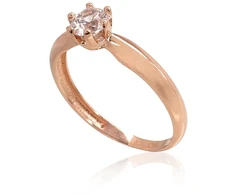 Diamond Sky Jewelry Raudono aukso 585 prabos žiedas su cirkoniais „Naujoji Klasika X“