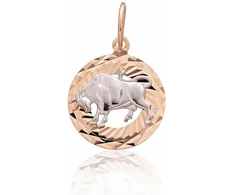 Diamond Sky Jewelry Raudono aukso 585 prabos zodiako ženklo pakabukas „Jautis V“