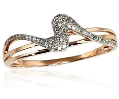 Diamond Sky Jewelry Raudono aukso 585 prabos žiedas su deimantais „Jūros Banga II“