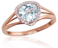 Diamond Sky Jewelry Raudono aukso 585 prabos žiedas su deimantais ir topazais „Princess IV“