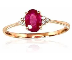 Diamond Sky Jewelry Raudono aukso 585 prabos žiedas su deimantais ir rubinais „Grakštumas VII“